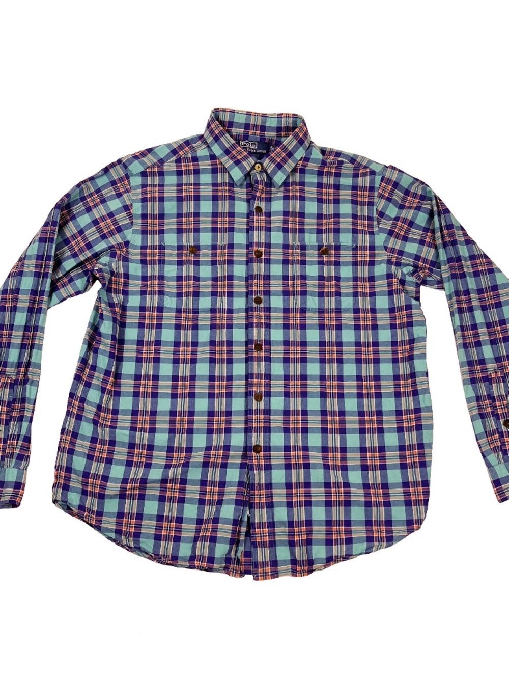 Polo Ralph Lauren Madras Button Up Shirt Plaid Long Sleeve